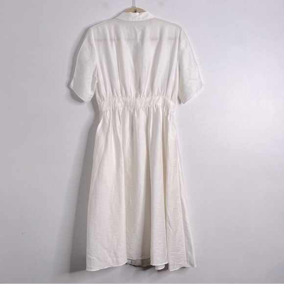HeyDress White Button Front Retro Inspired Short Sleeve White Dress Size Medium - Picture 2 of 9